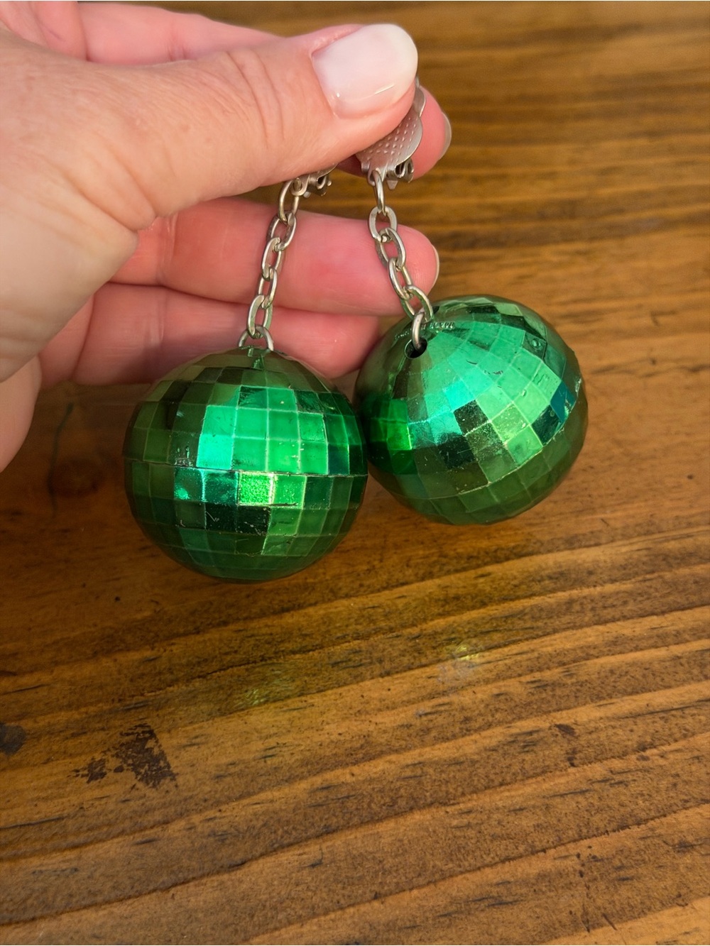 Clip on disco ball earrings